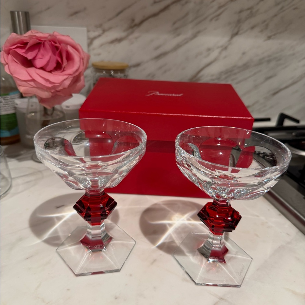 Baccarat Red and Clear Crystal Glasses